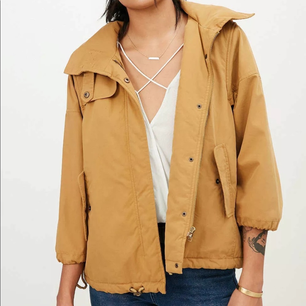 Urban Outfitters Silence + Noise Yellow Kelly 3/4 Sleeve Swing Anorak Jacket
